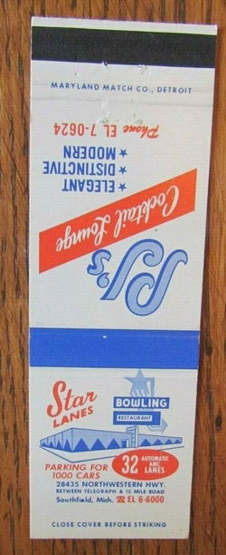 Star Lanes (Ark Lanes) - Old Matchbook (newer photo)